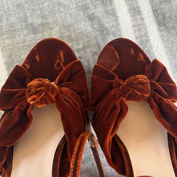 Loeffler Randall Rust Velvet Knot Ankle-Tie Block Heels - Picture 4 of 5